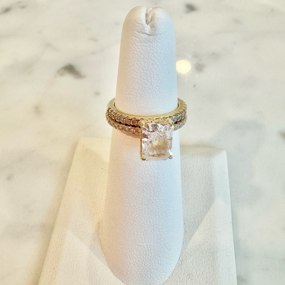 Preowned Gold Toned CZ Ring and Band Size 5